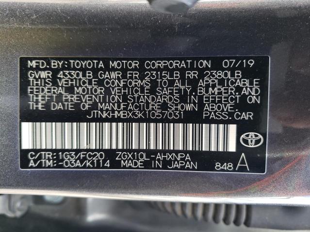 JTNKHMBX3K1057031 - 2019 TOYOTA C-HR XLE CHARCOAL photo 12