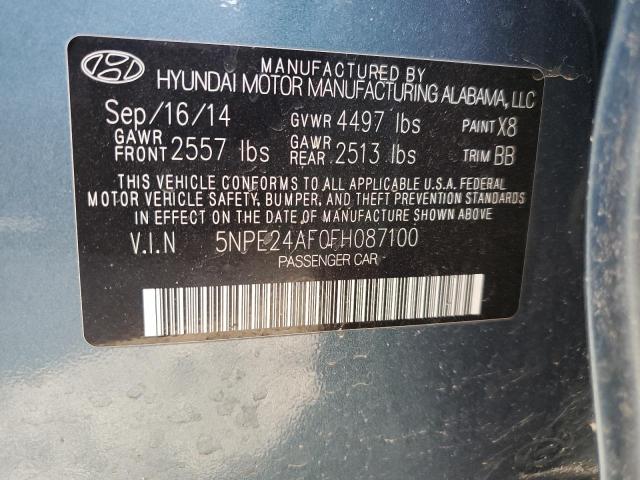 5NPE24AF0FH087100 - 2015 HYUNDAI SONATA SE BLUE photo 12