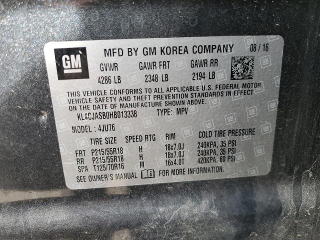 KL4CJASB0HB013338 - 2017 BUICK ENCORE PREFERRED GRAY photo 12