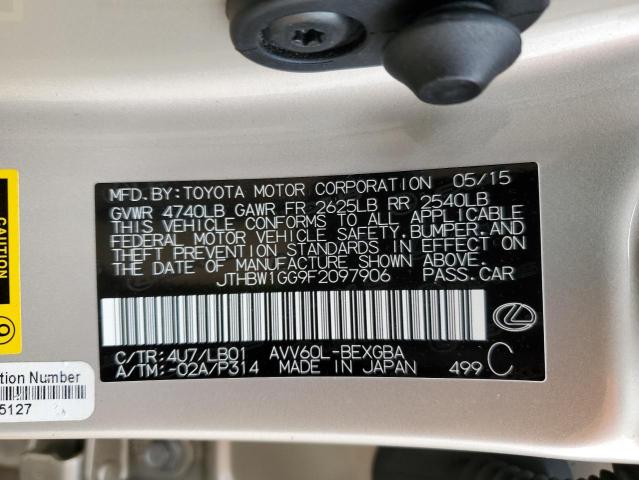 JTHBW1GG9F2097906 - 2015 LEXUS ES 300H TAN photo 12