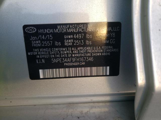 5NPE34AF9FH167346 - 2015 HYUNDAI SONATA SPORT GRAY photo 12