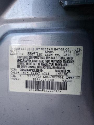 3N1AB6AP6CL669154 - 2012 NISSAN SENTRA 2.0 GRAY photo 12