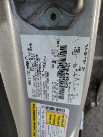 3FA6P0LU7KR204629 - 2019 FORD FUSION SE SILVER photo 12