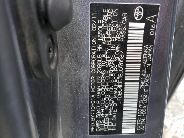 JTDBU4EE3BJ098589 - 2011 TOYOTA COROLLA BASE CHARCOAL photo 12