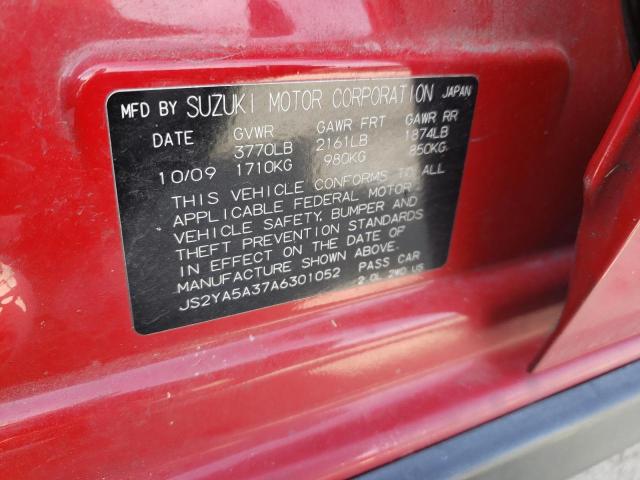 JS2YA5A37A6301052 - 2010 SUZUKI SX4 RED photo 13