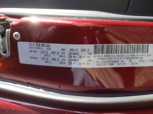 2C4RC1H72LR200605 - 2020 CHRYSLER PACIFICA HYBRID TOURING RED photo 13
