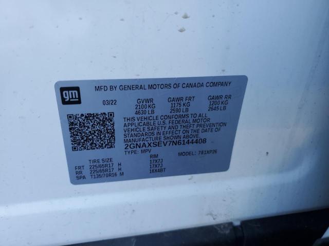 2GNAXSEV7N6144408 - 2022 CHEVROLET EQUINOX LS WHITE photo 12