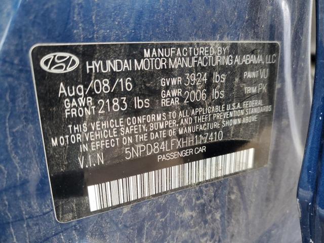 5NPD84LFXHH117410 - 2017 HYUNDAI ELANTRA SE BLUE photo 12