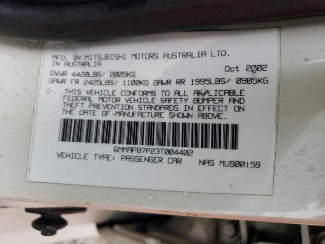 6MMAP87P23T004402 - 2003 MITSUBISHI DIAMANTE VR-X WHITE photo 12