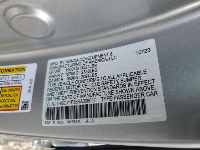 1HGCY1F35RA008617 - 2024 HONDA ACCORD EX SILVER photo 12