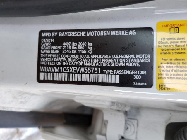 WBAVM1C5XEVW55751 - 2014 BMW X1 SDRIVE28I WHITE photo 12