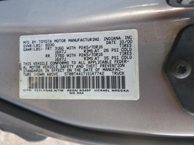 5TBBT44171S147742 - 2001 TOYOTA TUNDRA ACCESS CAB თაფლისფერი ფოტო 12