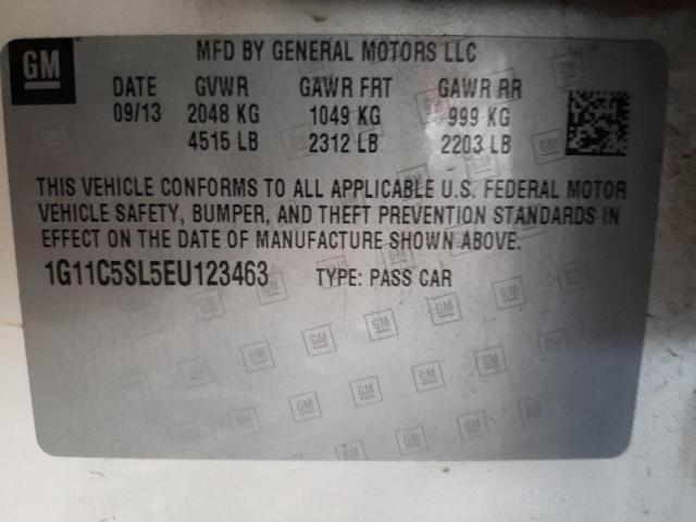 1G11C5SL5EU123463 - 2014 CHEVROLET MALIBU 1LT თეთრი ფოტო 12