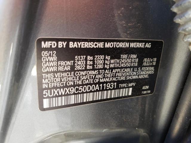 5UXWX9C50D0A11931 - 2013 BMW X3 XDRIVE28I GRAY photo 13