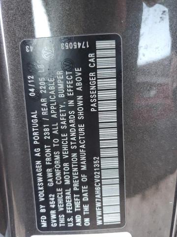 WVWFW7AH6CV021352 - 2012 VOLKSWAGEN EOS LUX 灰色 照片 12