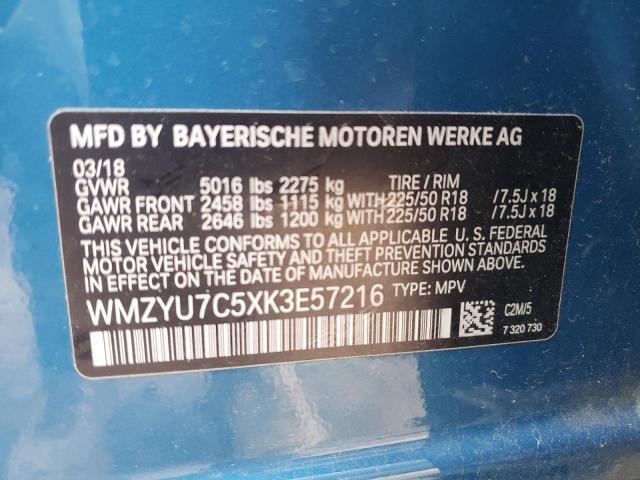 WMZYU7C5XK3E57216 - 2019 MINI COOPER S E COUNTRYMAN ALL4 BLUE photo 13