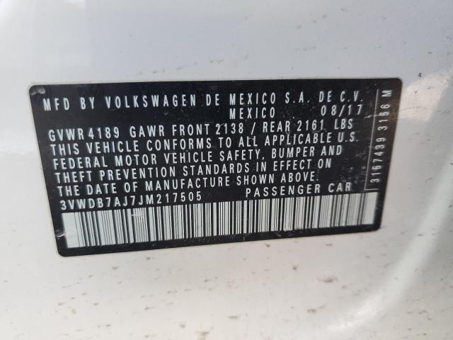 3VWDB7AJ7JM217505 - 2018 VOLKSWAGEN JETTA SE 白色 照片 12