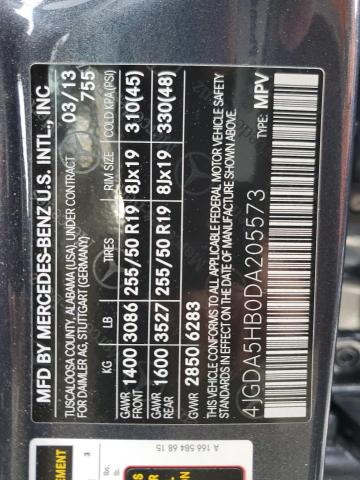 4JGDA5HB0DA205573 - 2013 MERCEDES-BENZ ML 350 4MATIC BLUE photo 13