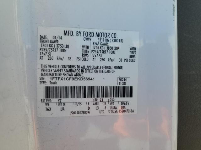 1FTFX1CF9EKD56941 - 2014 FORD F150 SUPER CAB WHITE photo 12