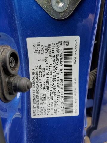 2HGFC2F62LH542095 - 2020 HONDA CIVIC LX BLUE photo 12