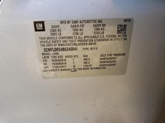 2CNFLDE54B6240641 - 2011 CHEVROLET EQUINOX LT SILVER photo 12