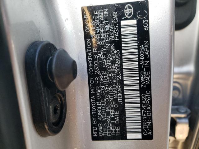 JTDKARFP2J3088953 - 2018 TOYOTA PRIUS PRIM SILVER photo 12