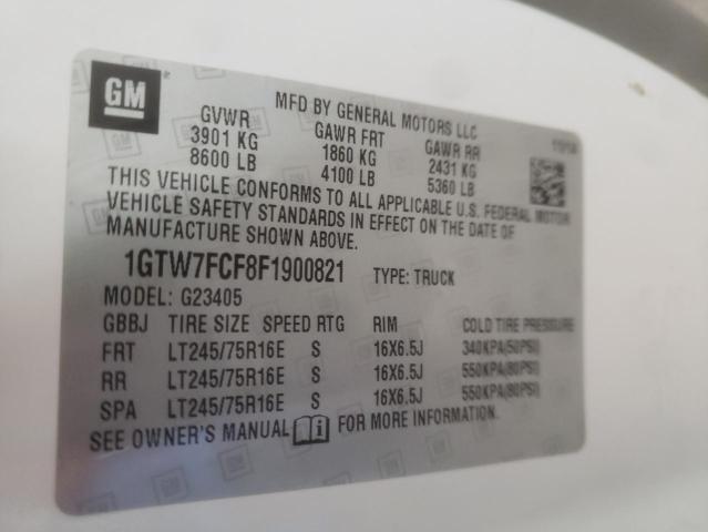 1GTW7FCF8F1900821 - 2015 GMC SAVANA G2500 WHITE photo 13