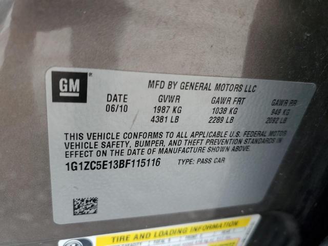 1G1ZC5E13BF115116 - 2011 CHEVROLET MALIBU 1LT GRAY photo 12