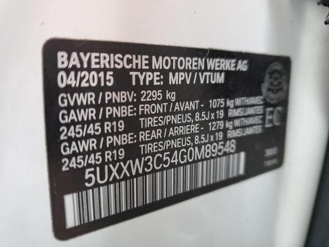 5UXXW3C54G0M89548 - 2016 BMW X4 XDRIVE28I WHITE photo 14