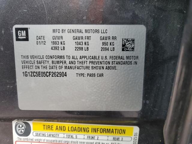 1G1ZC5E05CF262904 - 2012 CHEVROLET MALIBU 1LT GRAY photo 12