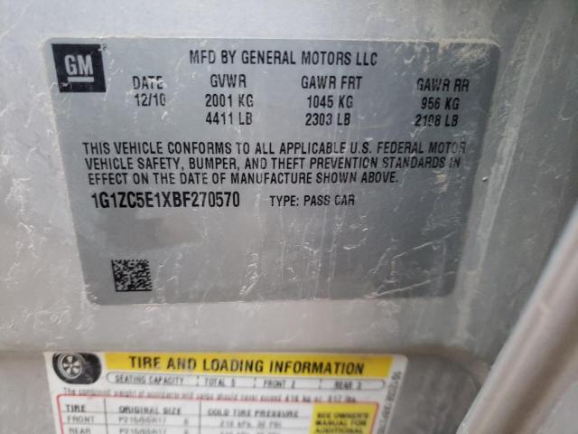 1G1ZC5E1XBF270570 - 2011 CHEVROLET MALIBU 1LT SILVER photo 12