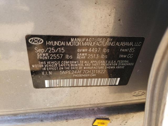 5NPE24AF7GH311822 - 2016 HYUNDAI SONATA SE SILVER photo 12