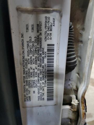5TEHN72N23Z291143 - 2003 TOYOTA TACOMA DOUBLE CAB 白色 照片 12
