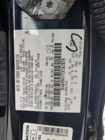 3FA6P0H77ER362878 - 2014 FORD FUSION SE BLACK photo 12