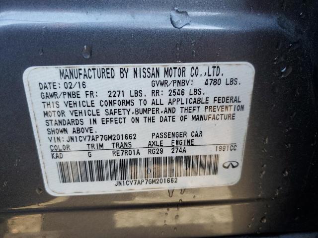 JN1CV7AP7GM201662 - 2016 INFINITI Q50 BASE GRAY photo 12