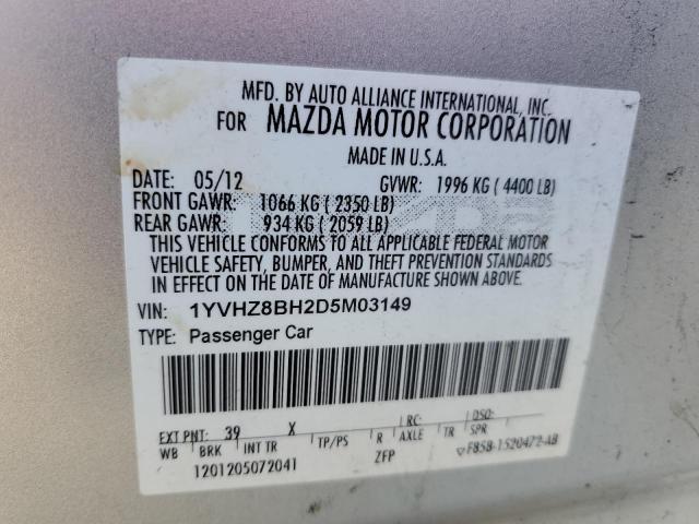 1YVHZ8BH2D5M03149 - 2013 MAZDA 6 SPORT SILVER photo 13