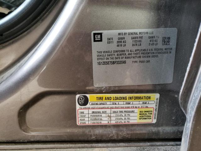 1G1ZE5E75BF332049 - 2011 CHEVROLET MALIBU LTZ ნაცრისფერი ფოტო 13