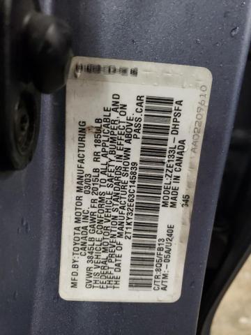 2T1KY32E63C145839 - 2003 TOYOTA MATRX XRS GRAY photo 12