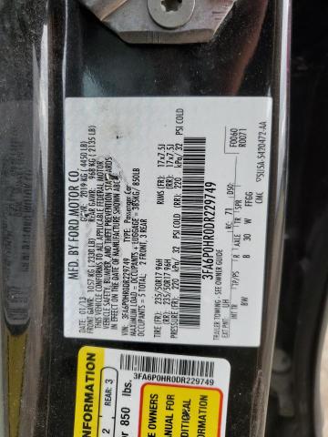 3FA6P0HR0DR229749 - 2013 FORD FUSION SE BLACK photo 12