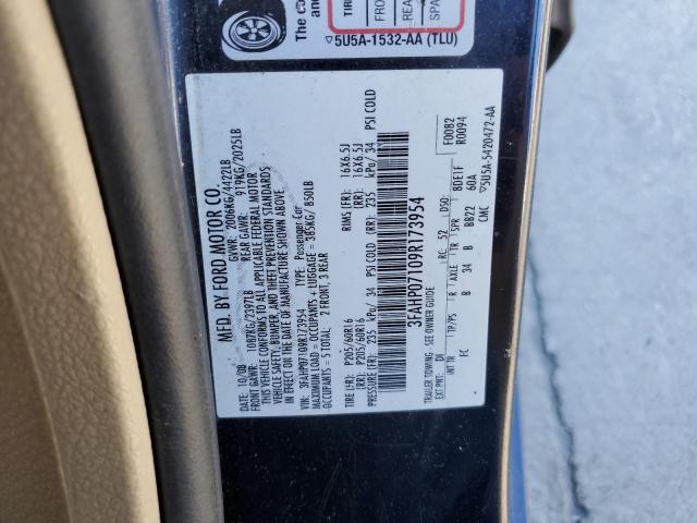 3FAHP07109R173954 - 2009 FORD FUSION SE BLACK photo 12