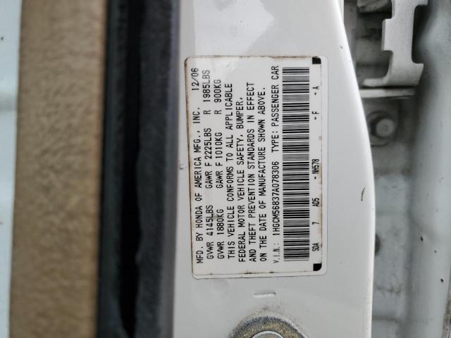 1HGCM56837A078306 - 2007 HONDA ACCORD EX WHITE photo 13