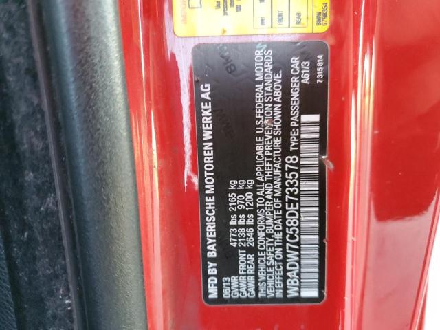 WBADW7C58DE733578 - 2013 BMW 328 I SULEV RED photo 12