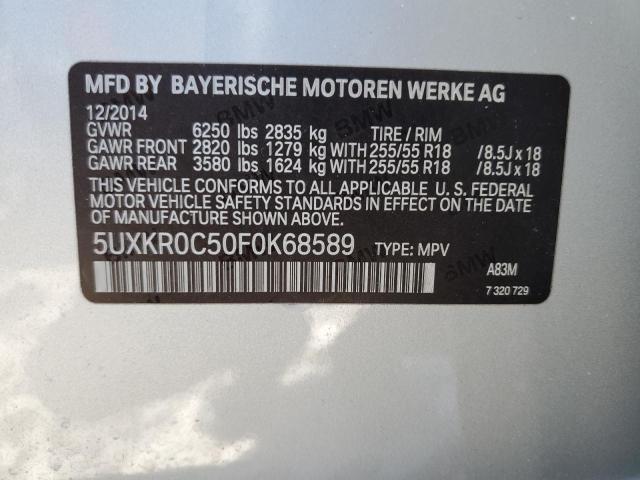 5UXKR0C50F0K68589 - 2015 BMW X5 XDRIVE35I SILVER photo 14