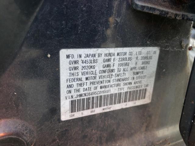 JHMCN36495C016681 - 2005 HONDA ACCORD HYBRID GRAY photo 13