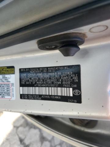 4T1BE46K07U193727 - 2007 TOYOTA CAMRY CE SILVER photo 13