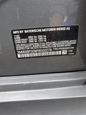 3MW49FS09P8D02276 - 2023 BMW M340I GRAY photo 12