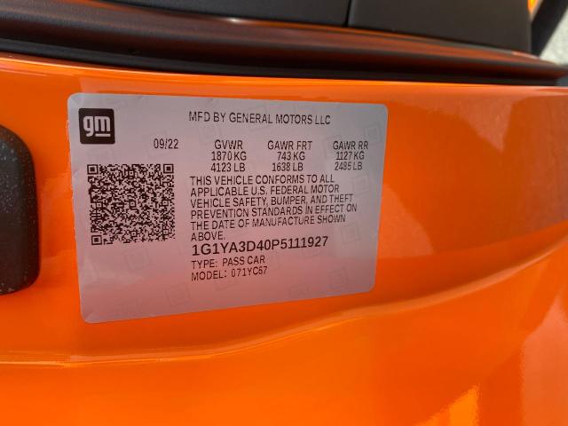 1G1YA3D40P5111927 - 2023 CHEVROLET CORVETTE S ORANGE photo 10