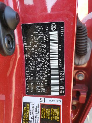 4T4BF1FK1CR176981 - 2012 TOYOTA CAMRY BASE RED photo 13
