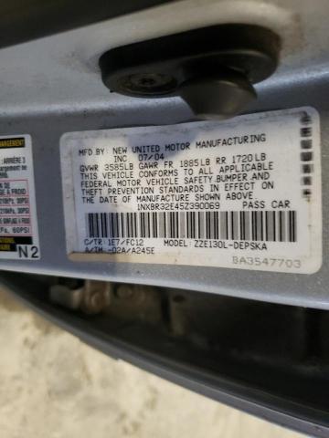 1NXBR32E45Z390069 - 2005 TOYOTA COROLLA CE SILVER photo 12