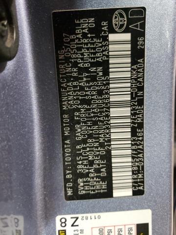 2T1KR32E37C683515 - 2007 TOYOTA COROLLA MA XR BLUE photo 12